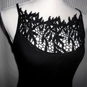 FREE PEOPLE Little Black Dress knit & lace detail